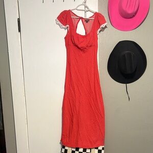 Wild Fable Red Midi Dress with White Accents
